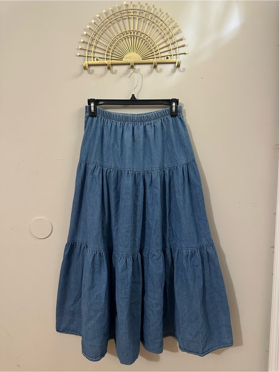 Vintage Blue Dresses & Skirts - Vintage Tiered Denim Maxi Skirt